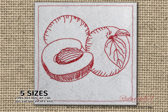 Apricot Fruits with Sliced Redwork Embroidery Review