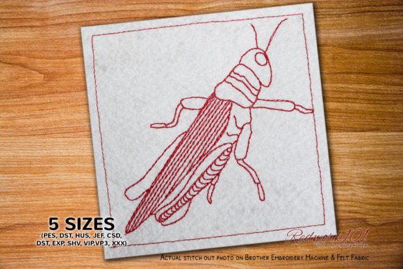 Orthoptera Redwork for Seasonal Embroidery