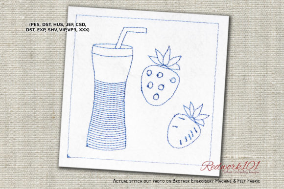 Strawberry Juice Redwork Embroidery Review